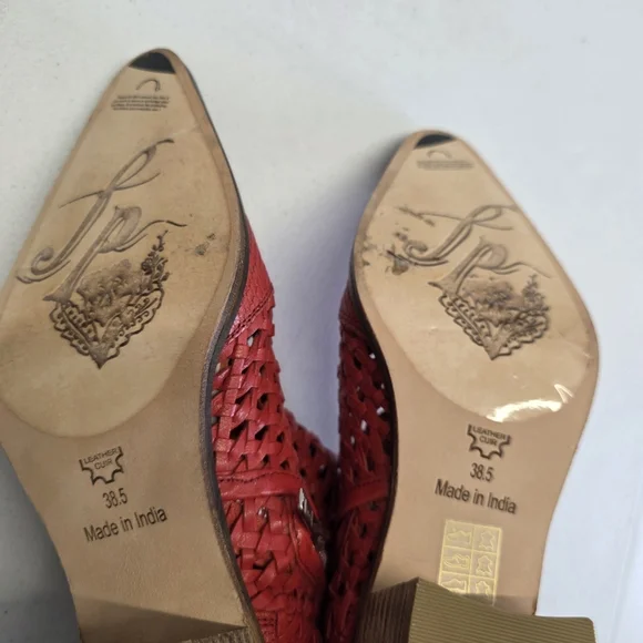 Free people In The Loop Red Leather Woven ankle  Boots - Picture 8 of 15